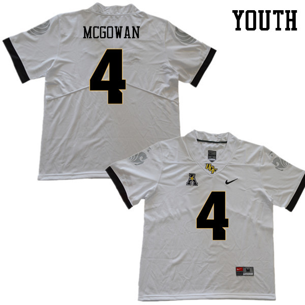 Youth #4 Taj McGowan UCF Knights College Football Jerseys Sale-White - Click Image to Close